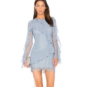REVOLVE Blue Lace Ruffle Dress